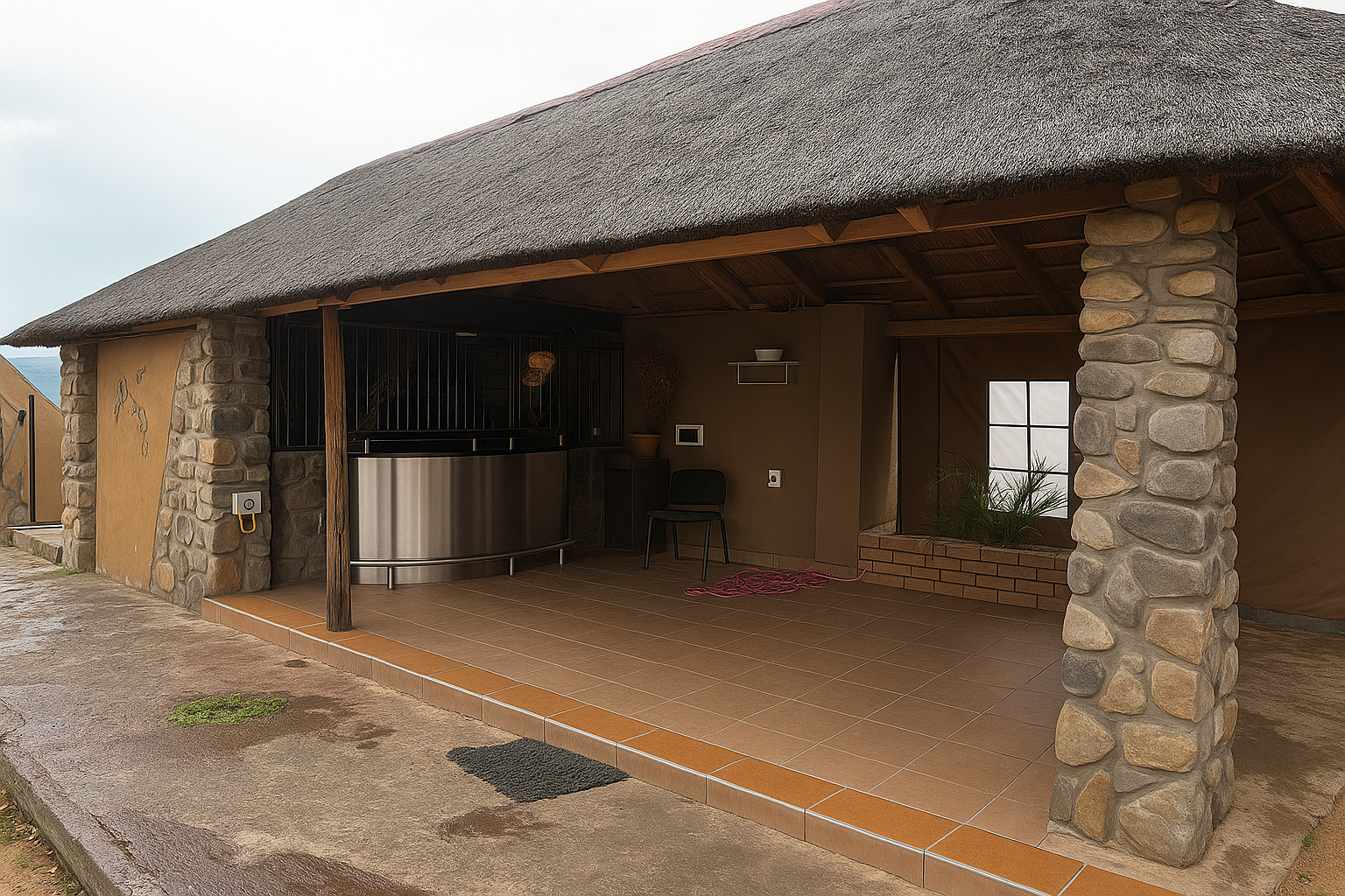 Thatched Basotho-inspired architecture
